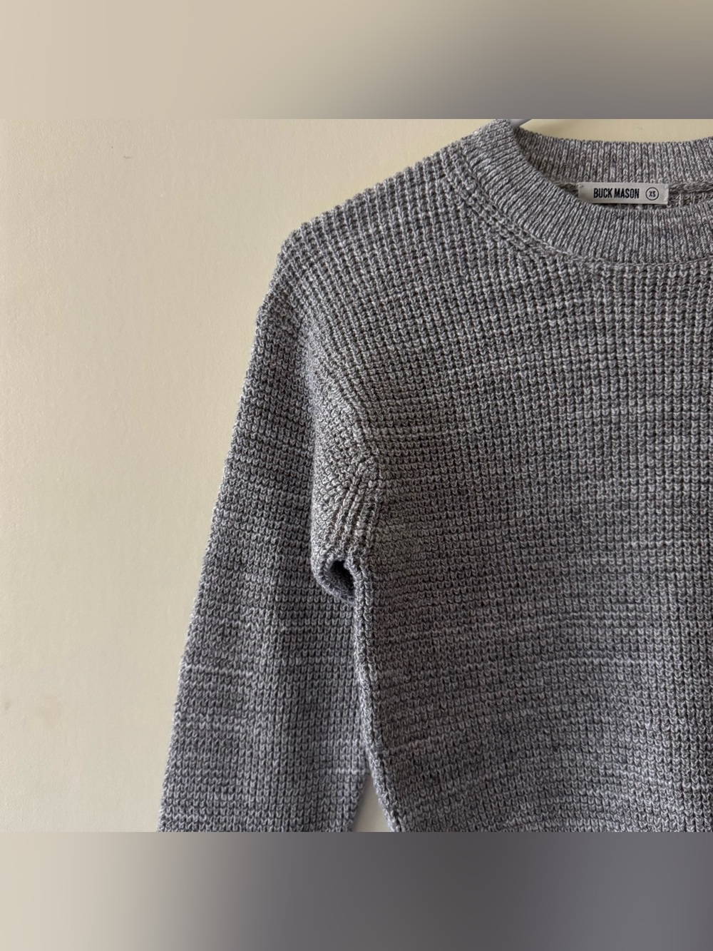 Buck Mason Seafarer Cotton Shrunken Crew in Marled Coastal Cedar 🩶 - Picture 2 of 6